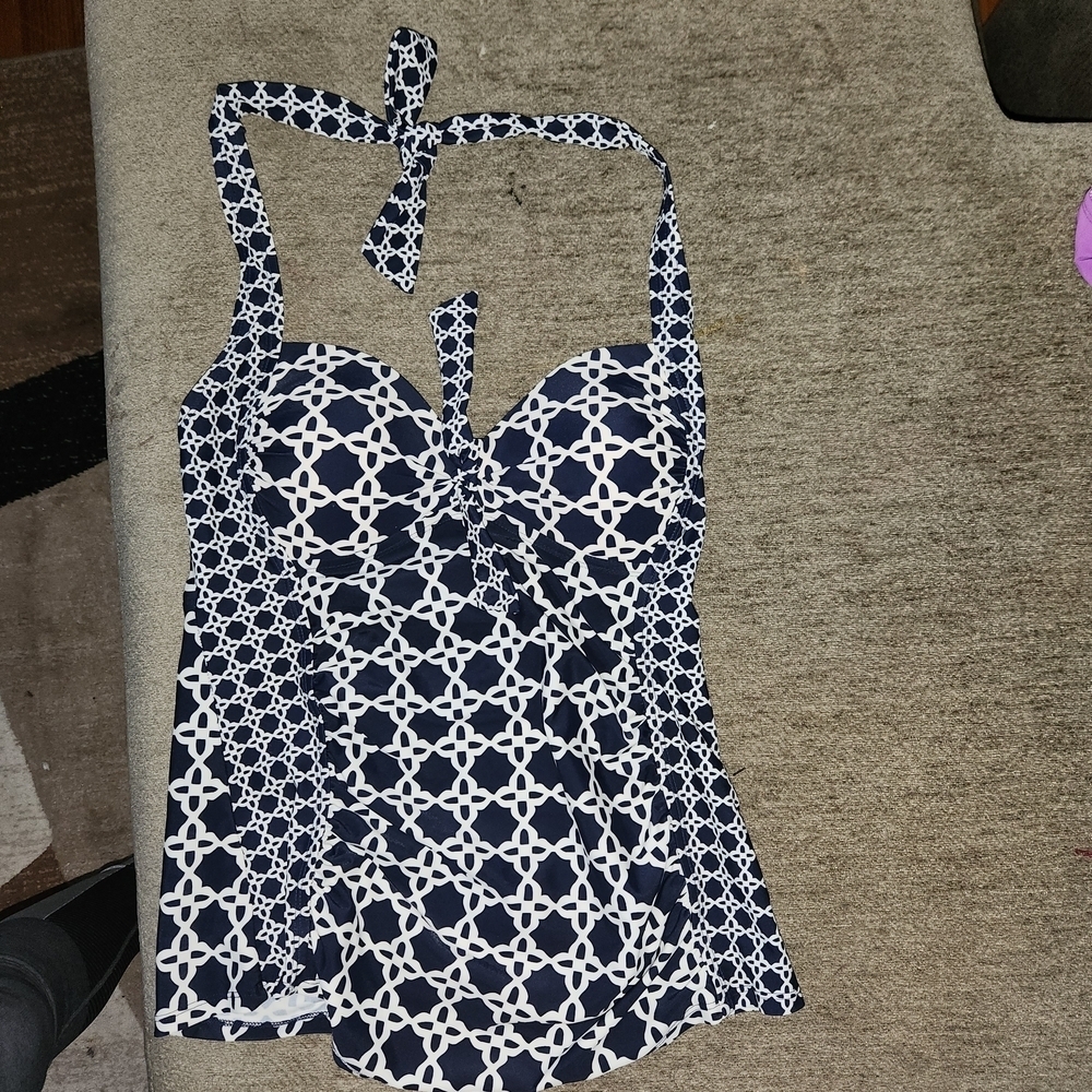 Merona Blue and White Swimsuit